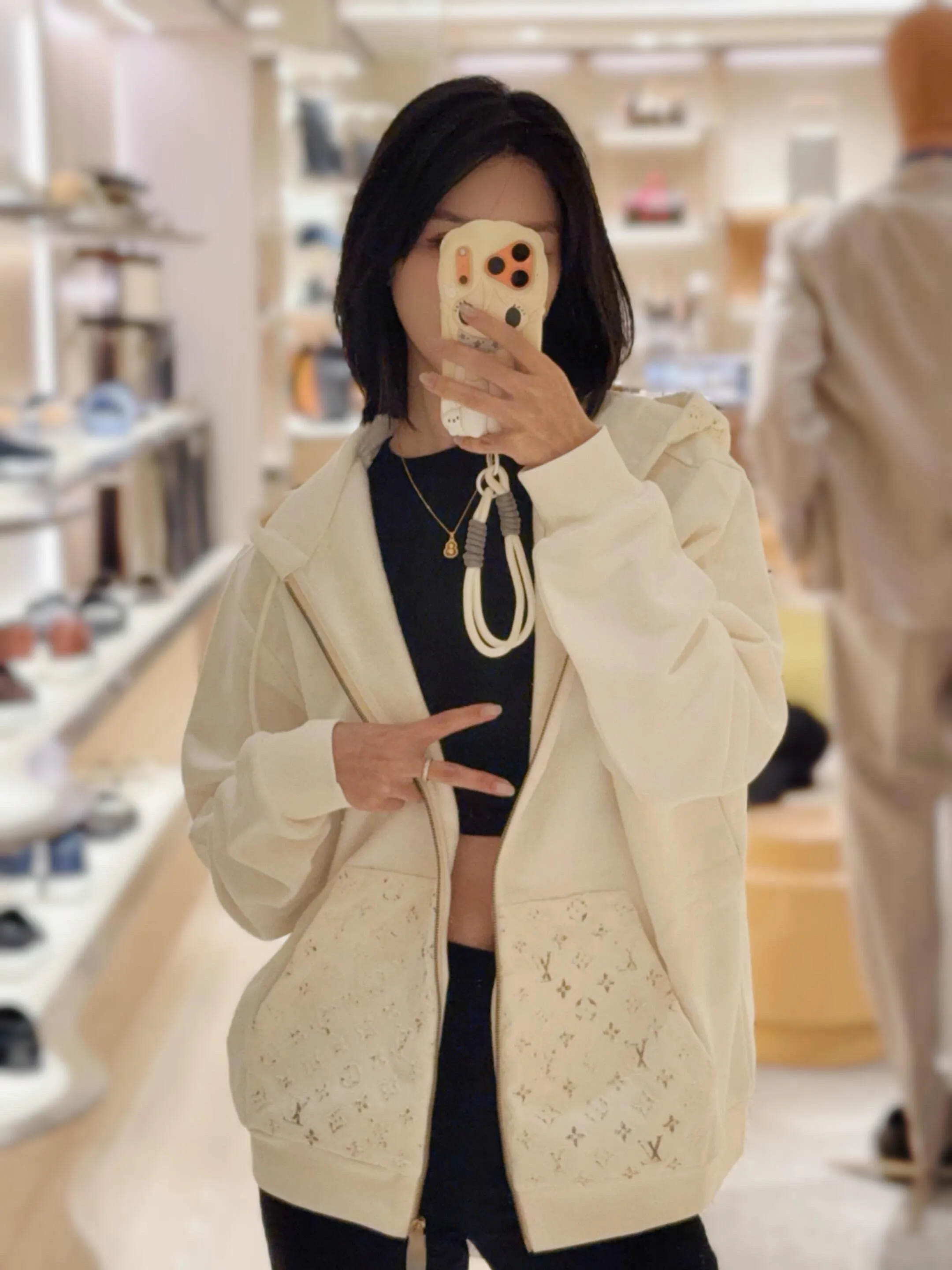 Louis Vuitton/Louis Vuitton reflective 3D embossed hooded sweatshirt jacket